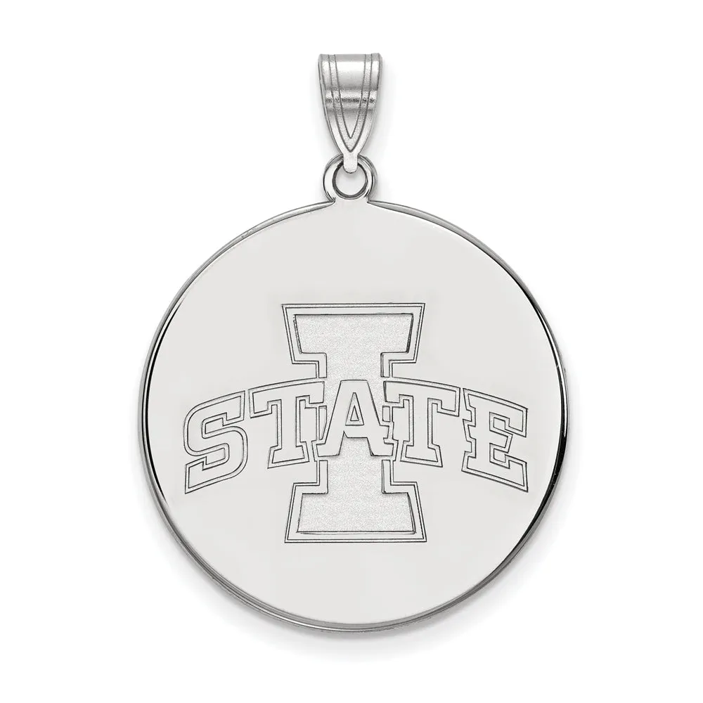 10k White Gold Iowa State XL Disc Pendant