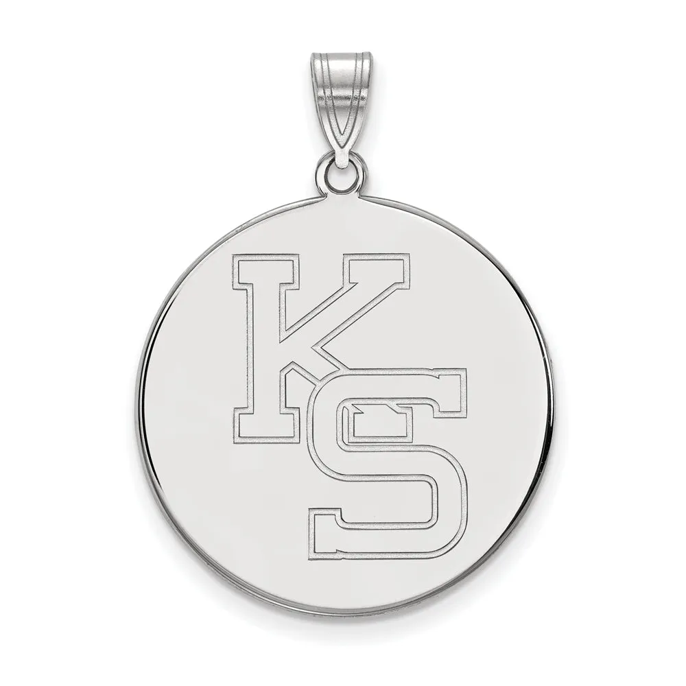 10k White Gold Kansas State XL Disc Pendant