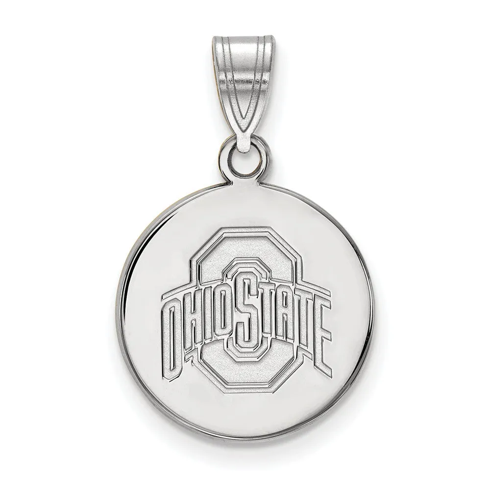 10k White Gold Ohio State Medium Logo Disc Pendant