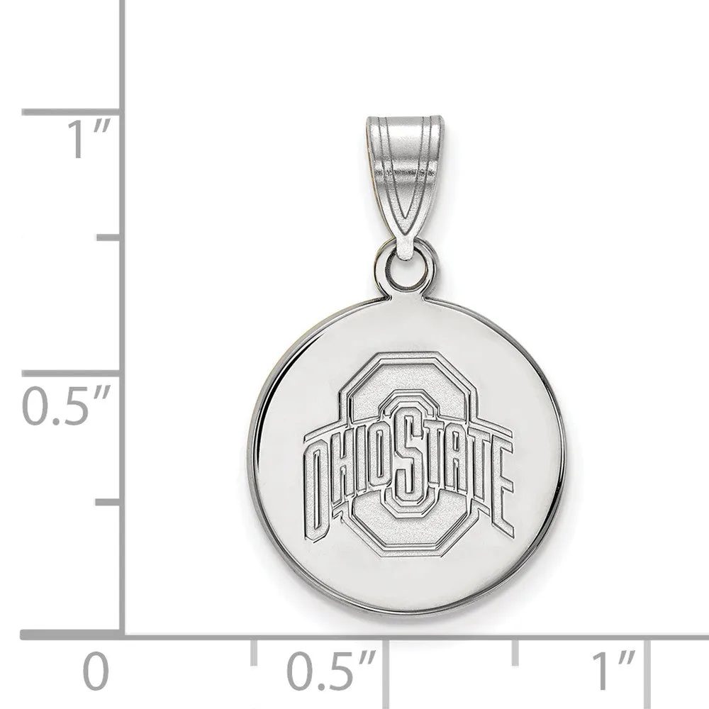 10k White Gold Ohio State Medium Logo Disc Pendant