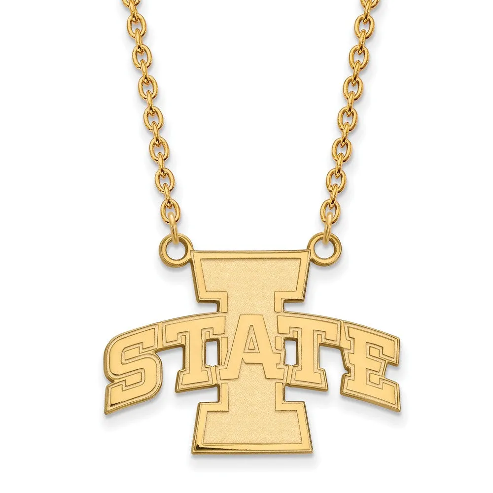 10k Yellow Gold Iowa State Large I State Pendant Necklace