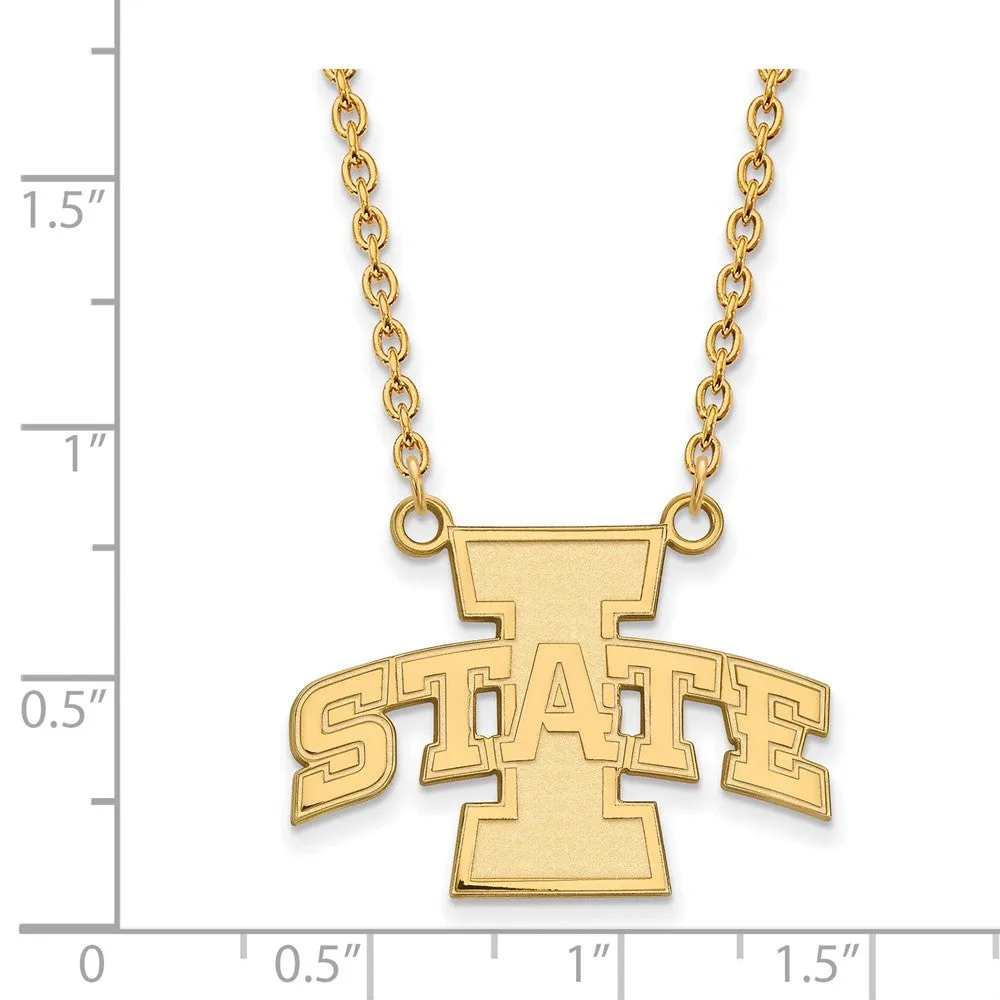 10k Yellow Gold Iowa State Large I State Pendant Necklace