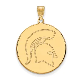 10k Yellow Gold Michigan State XL Logo Disc Pendant