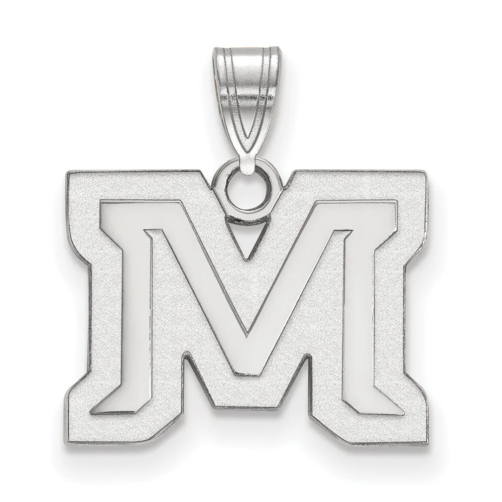 14k White Gold Montana State Small 'M' Pendant