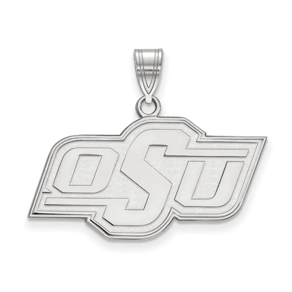 14k White Gold Oklahoma State Medium Pendant