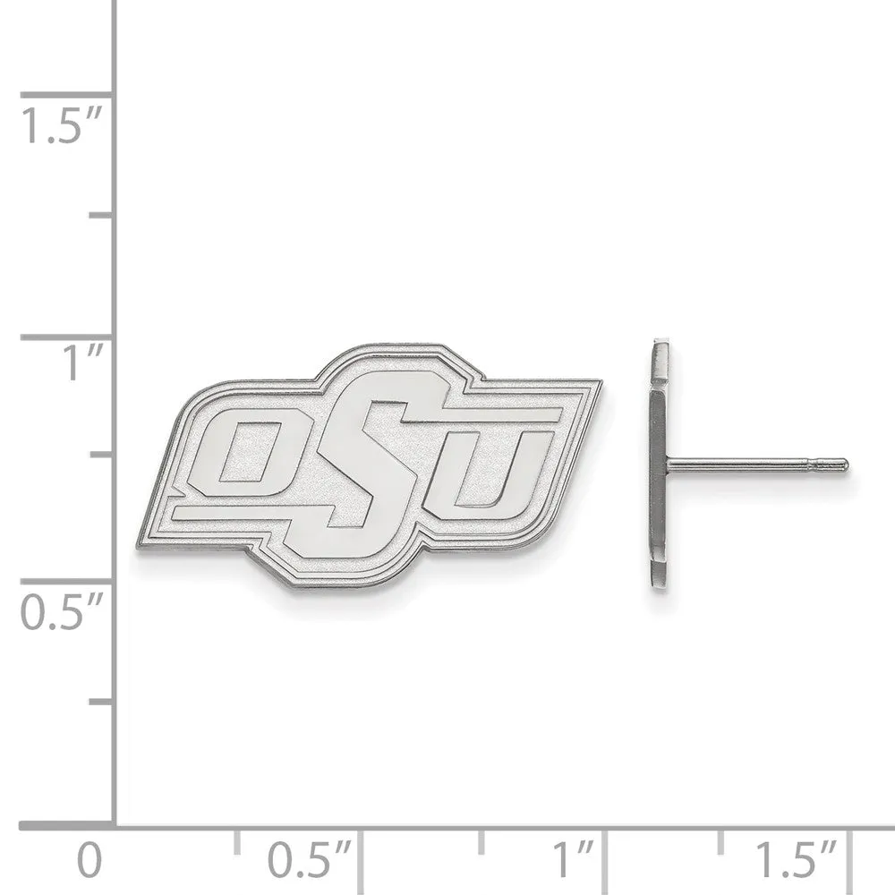 14k White Gold Oklahoma State University Small Post Earrings