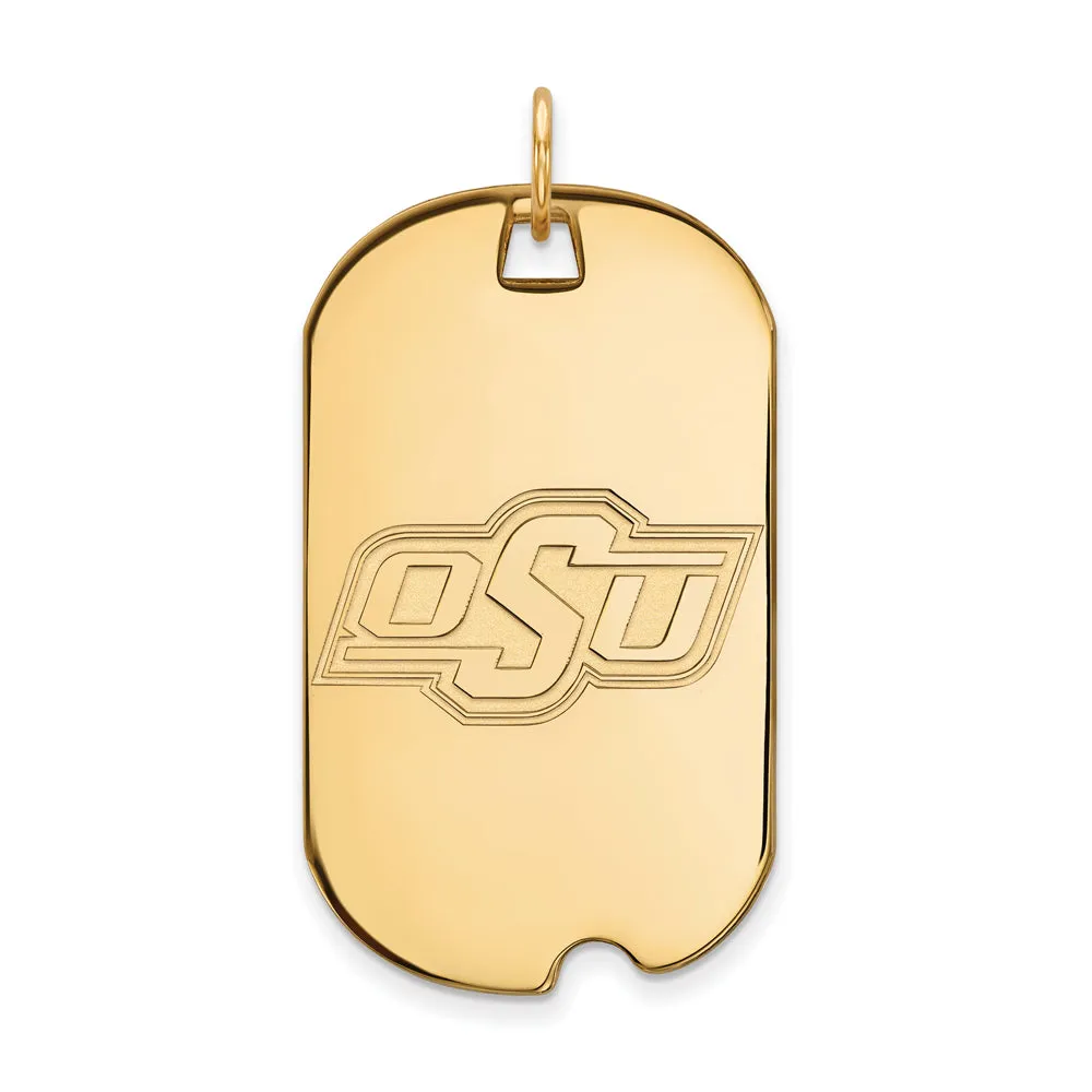 14k Yellow Gold Oklahoma State Large Dog Tag Pendant