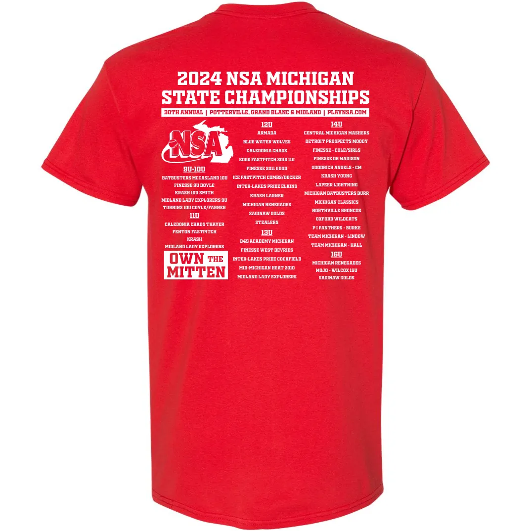 2024 NSA Michigan State Championships Fastpitch Tournament T-Shirt