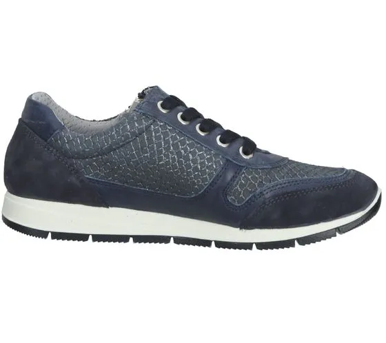 bama sneakers da donna scarpa per il tempo libero in vera pelle made in Italy con plantare estraibile 10953 grigio chiaro o blu 