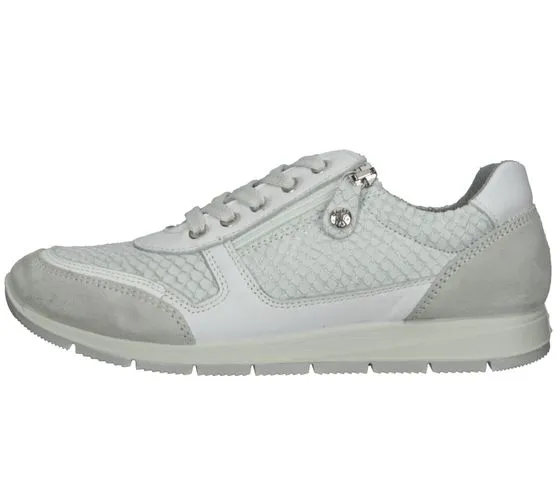 bama sneakers da donna scarpa per il tempo libero in vera pelle made in Italy con plantare estraibile 10953 grigio chiaro o blu 