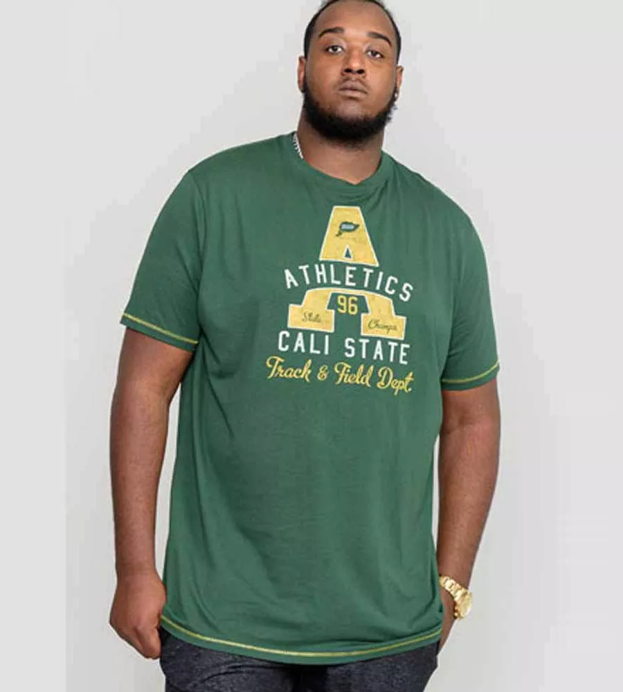 D555 Big Mens Athletics California State Printed T-Shirt (TOVIL)