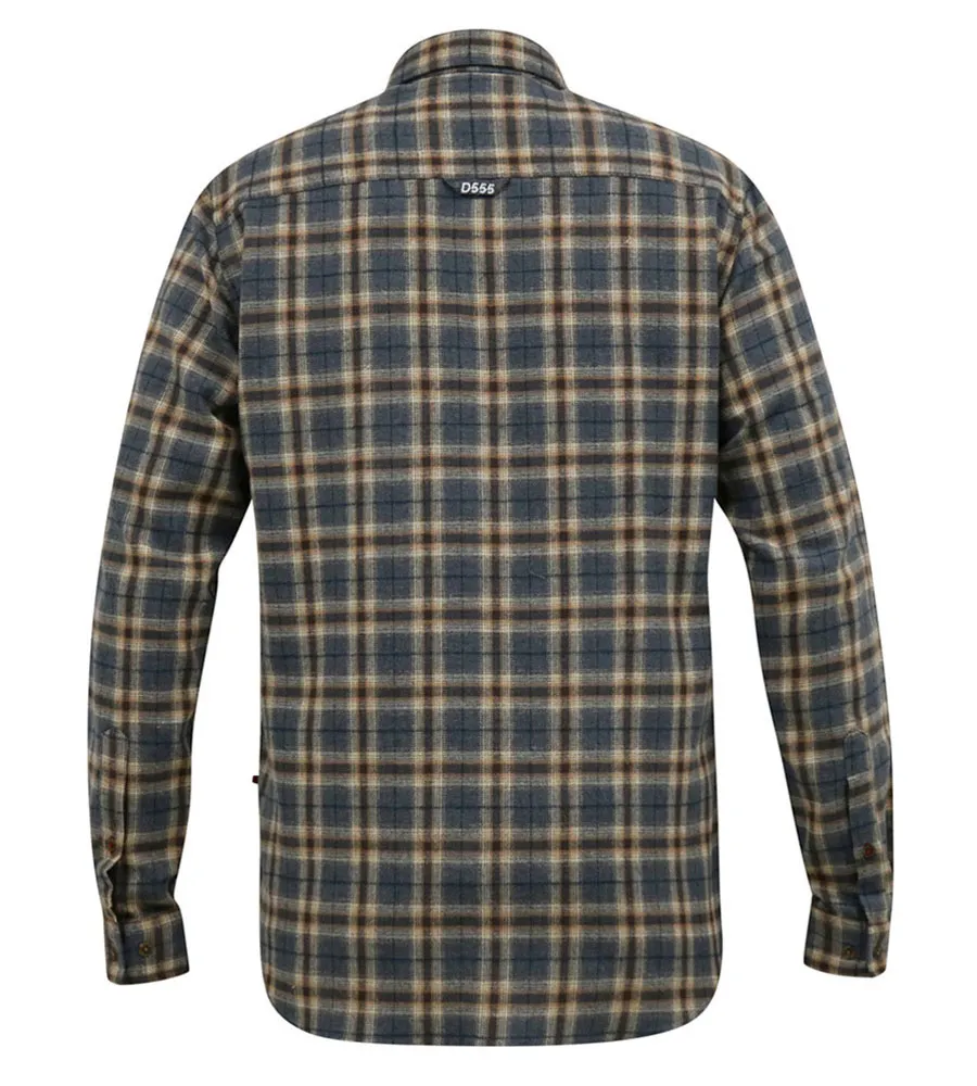 D555 Big Mens Long Sleeve Grey Check Shirt With Chest Pocket (SCARPA)