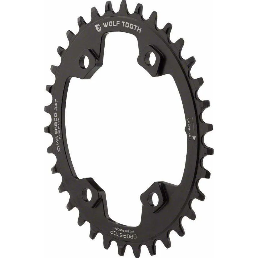 Elliptical Shimano 110 Asymmetric BCD Chainring, 4-Bolt, Drop-Stop, For Shimano Cranks