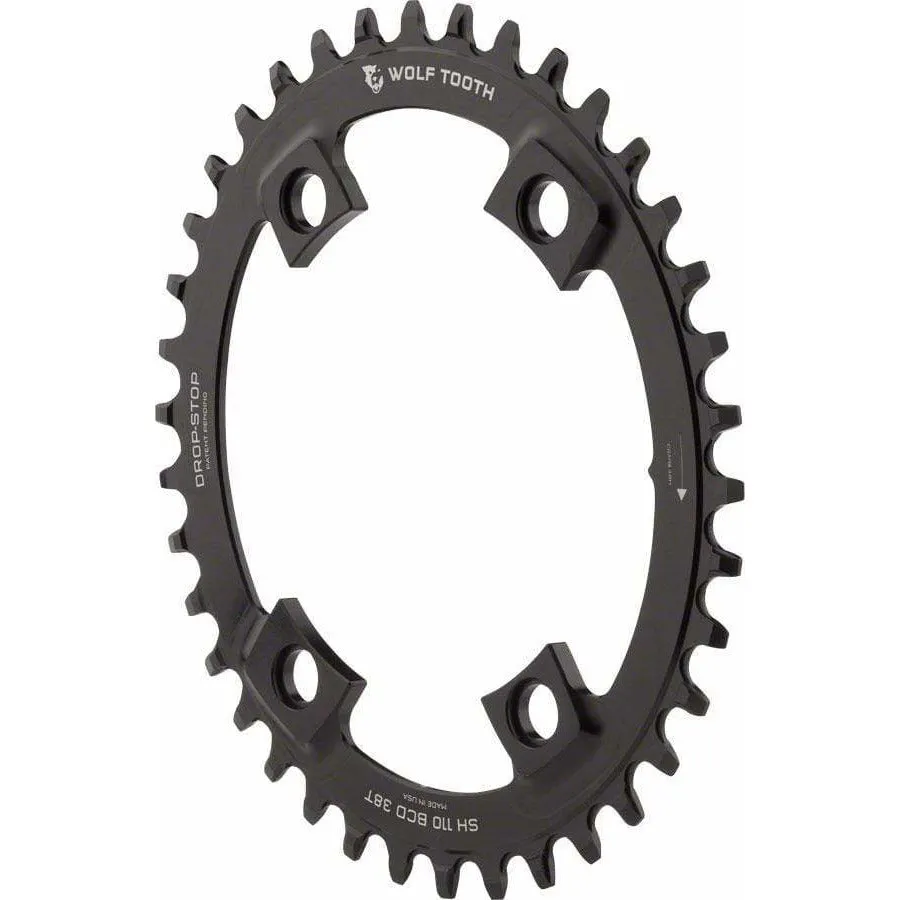 Elliptical Shimano 110 Asymmetric BCD Chainring, 4-Bolt, Drop-Stop, For Shimano Cranks