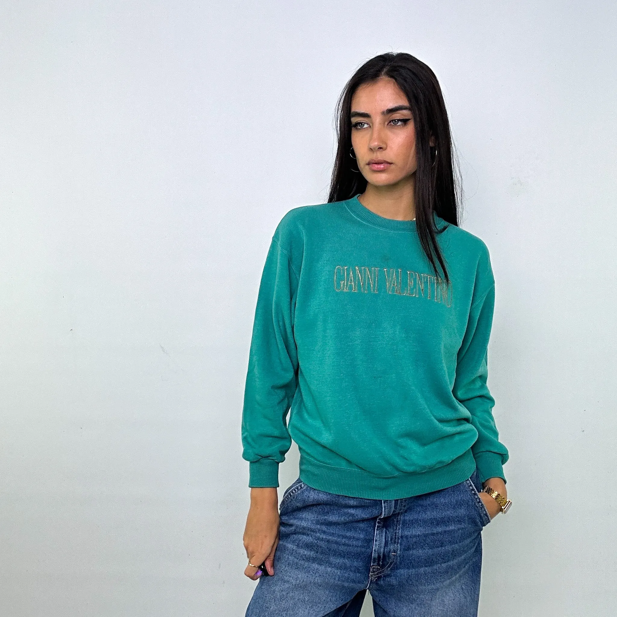 Green 90s Valentino Spellout Sweatshirt (S)