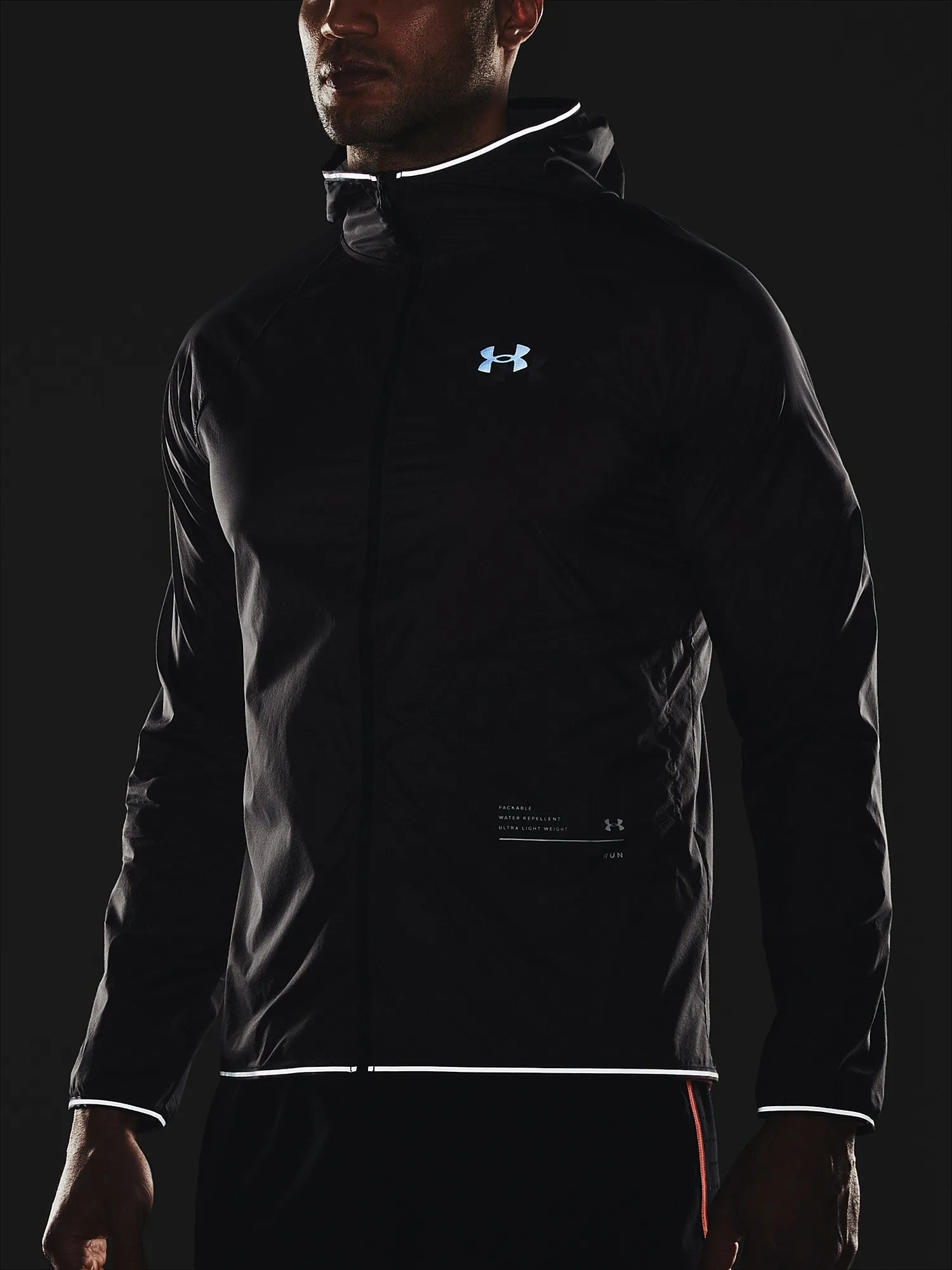 jacket Under Armour Qualifier Storm Packable - 010/Jet Gray/Reflective - men´s