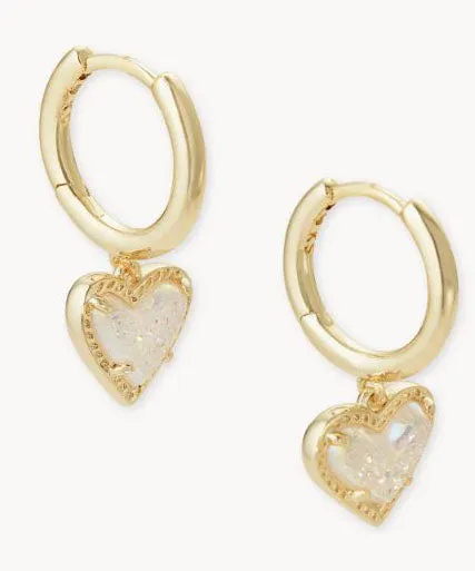 Kendra Scott Ari Heart Drusy Huggie Earring - Gold/Irid Drusy