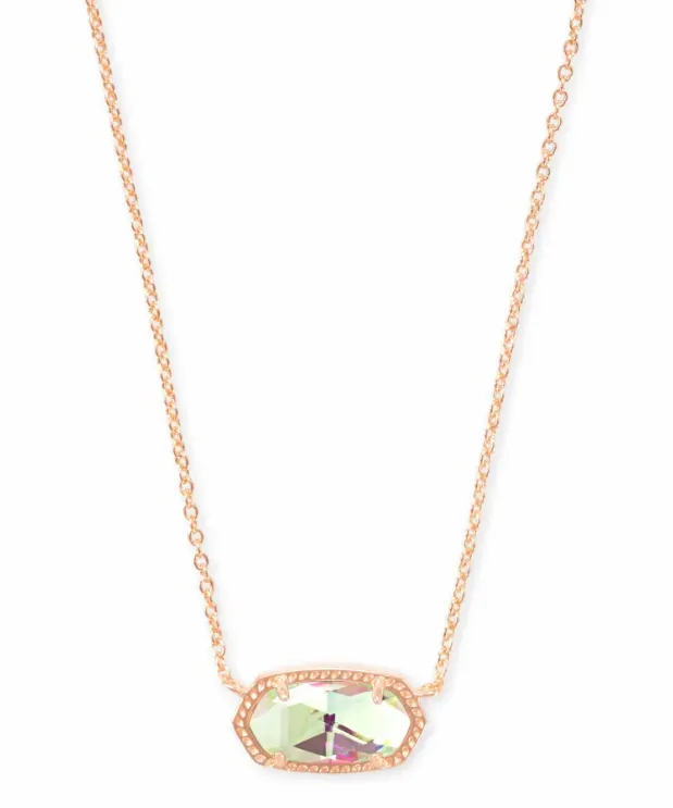 Kendra Scott Elisa Short Pendant Necklace - Rose Gold/Dichroic Glass