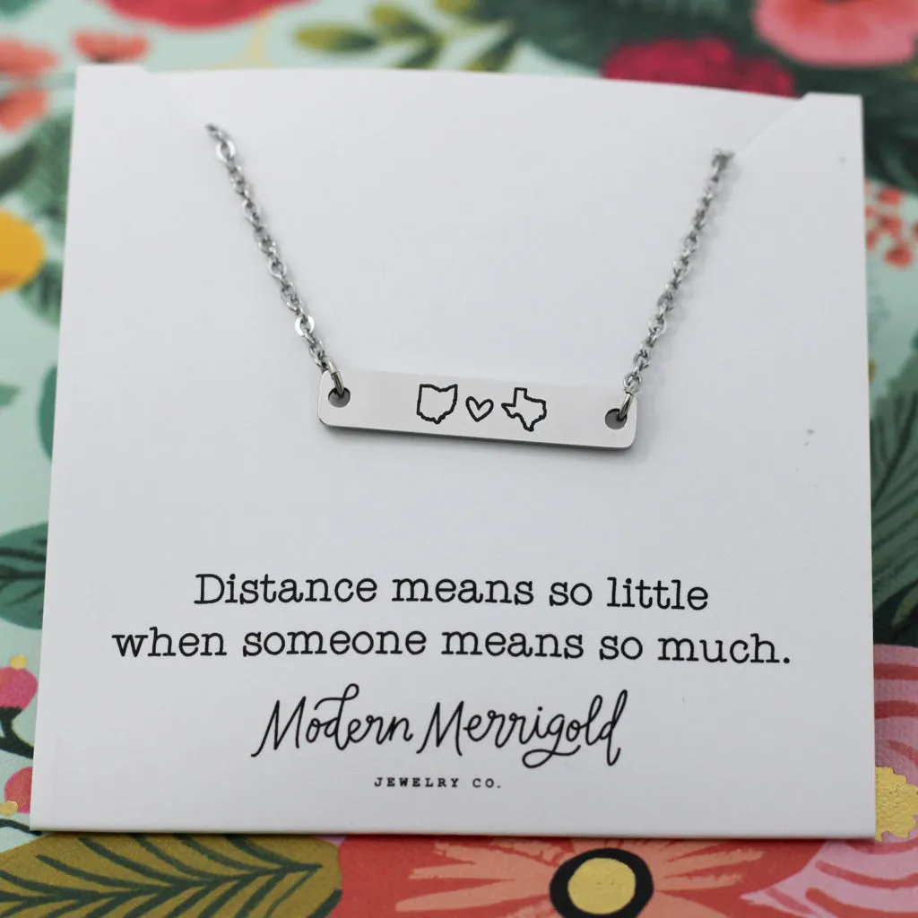 Personalized Horizontal State Bar Necklace