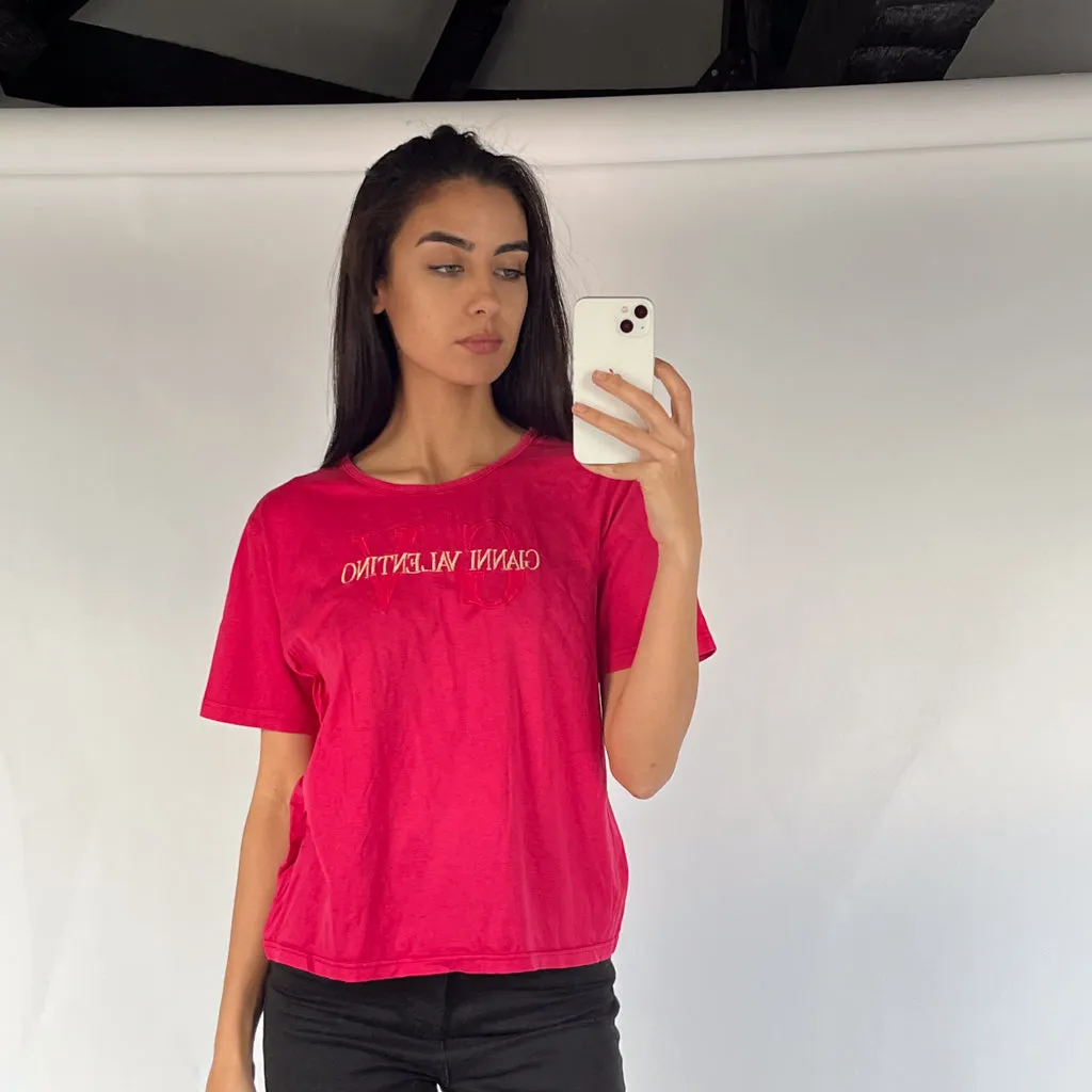 Pink 90s Valentino Spellout T-Shirt (S)