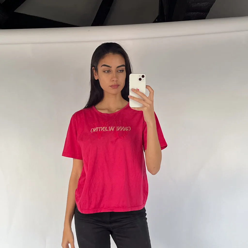 Pink 90s Valentino Spellout T-Shirt (S)