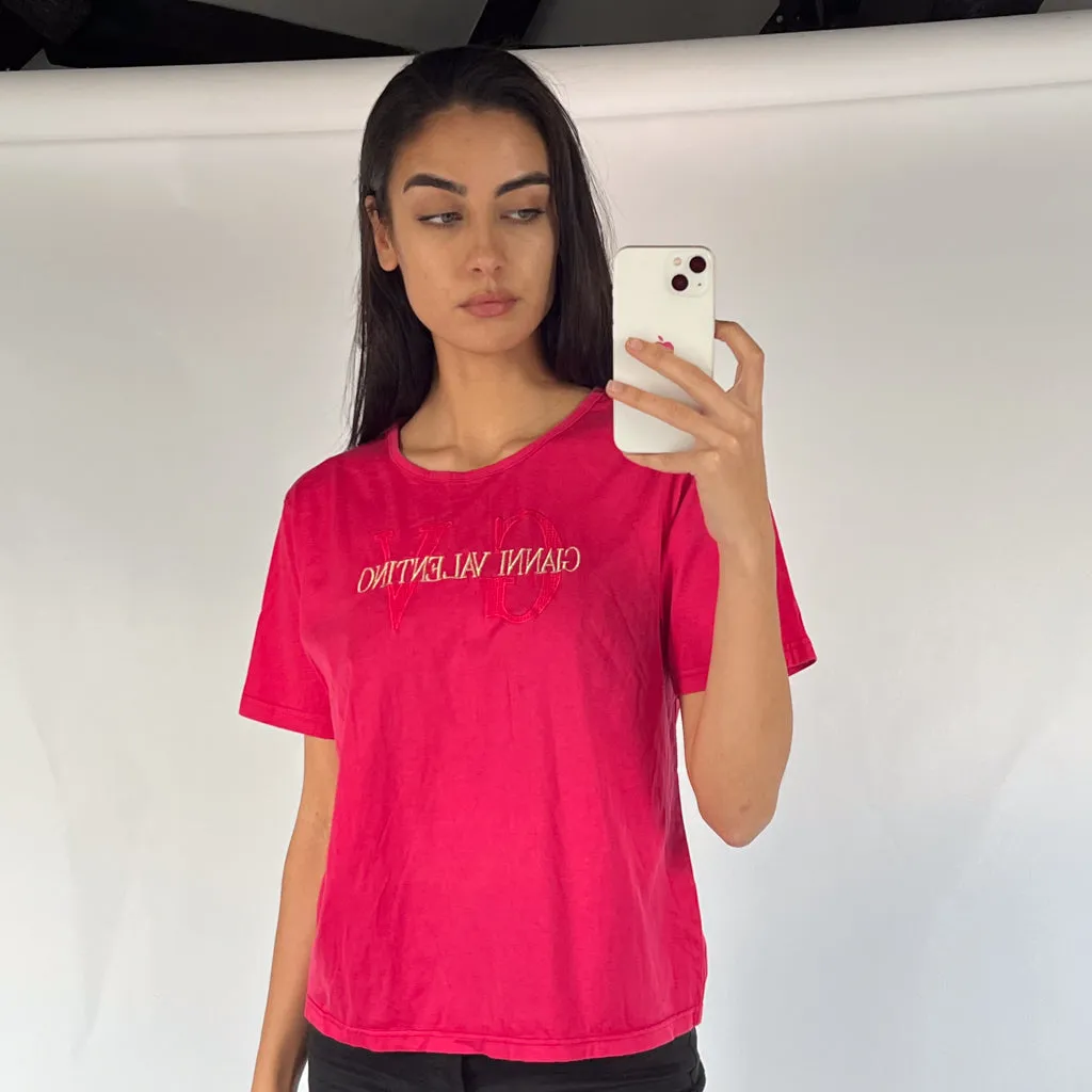 Pink 90s Valentino Spellout T-Shirt (S)