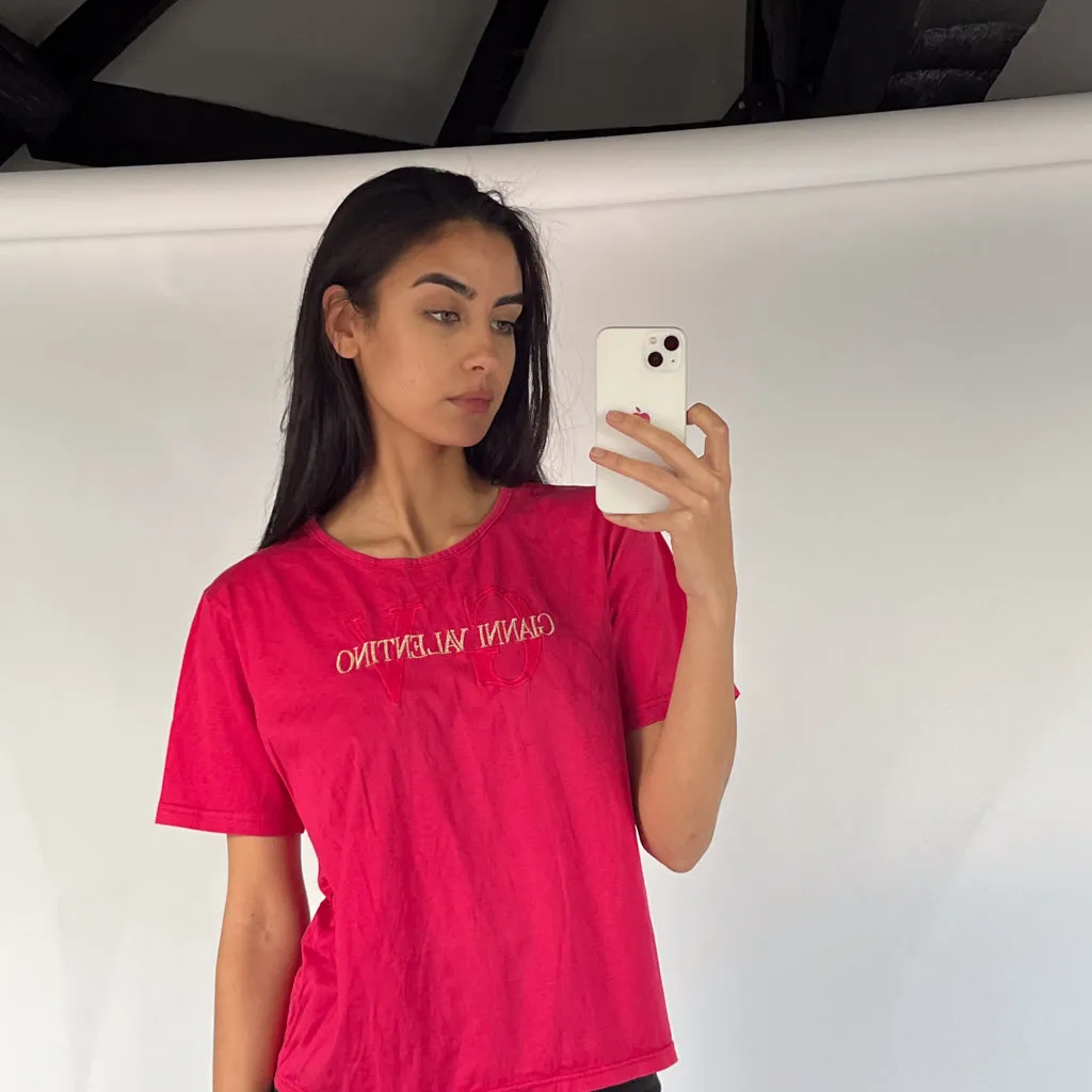 Pink 90s Valentino Spellout T-Shirt (S)