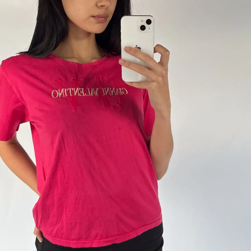 Pink 90s Valentino Spellout T-Shirt (S)