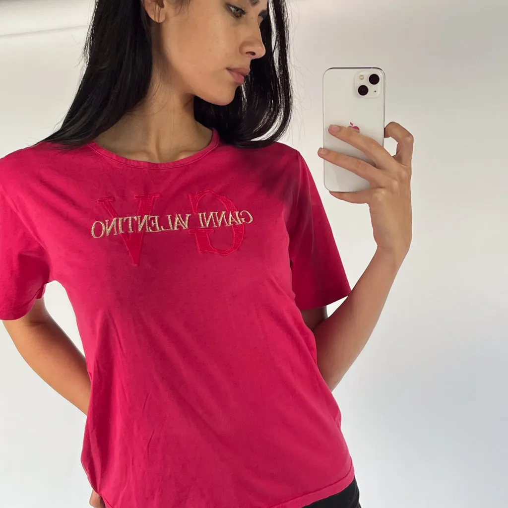 Pink 90s Valentino Spellout T-Shirt (S)