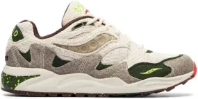 Saucony x Bodega Grid Shadow 2 Jaunt Woven Hemp Acid Lime Red Alert Gum sneakers Neutrals