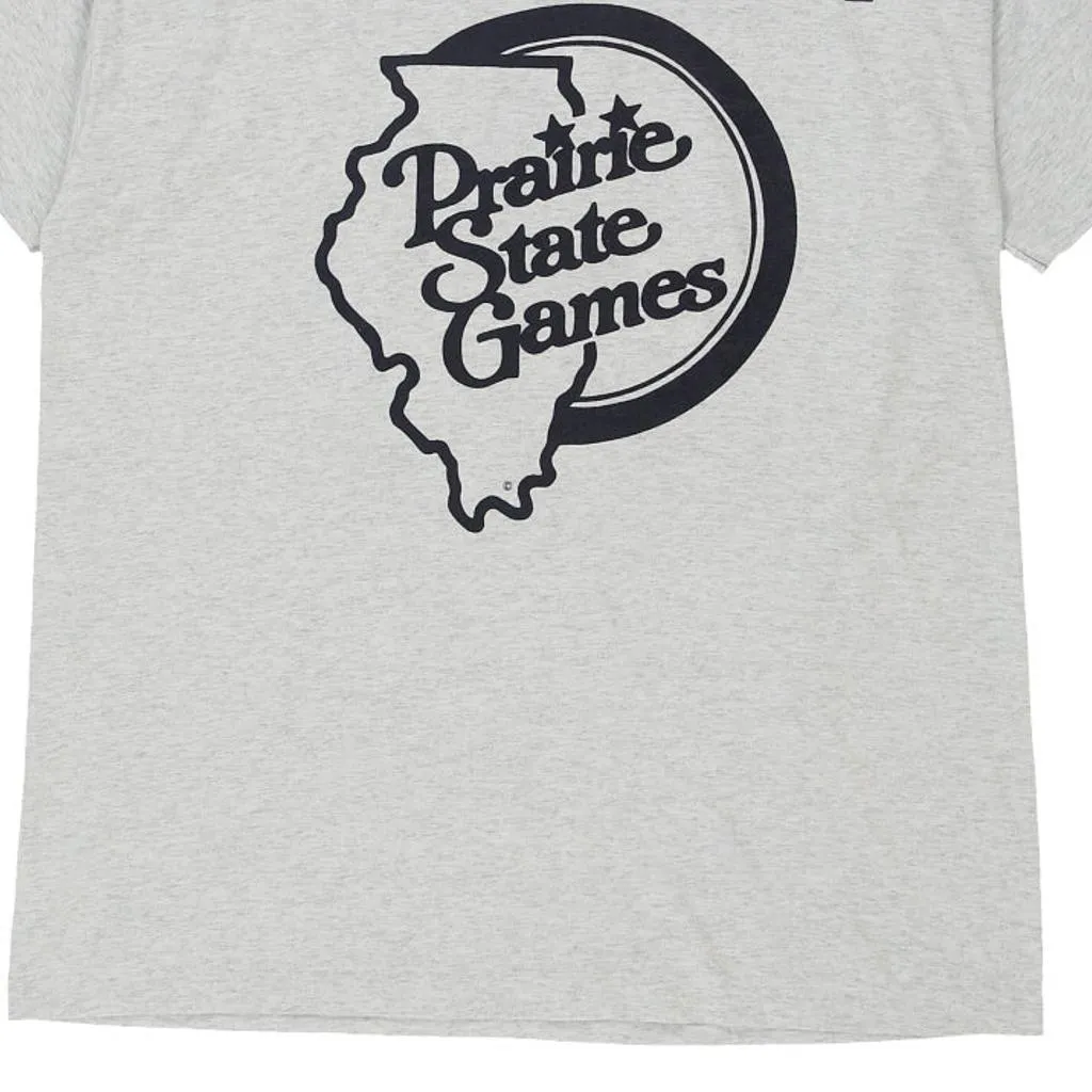 Single Stitch Praire State Games. Fruit Of The Loom Graphic T-Shirt - XL Grey Cotton