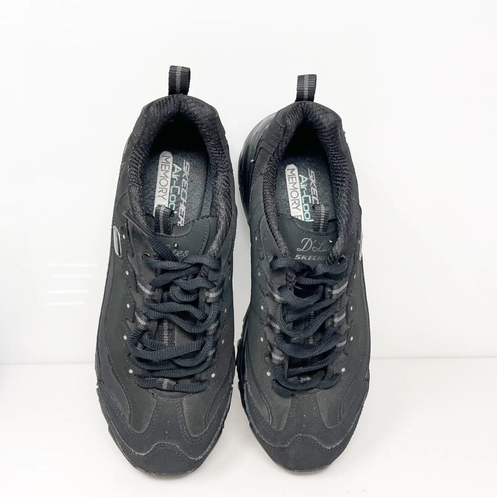 Skechers Womens D Lites 11949 Black Running Shoes Sneakers Size 8.5