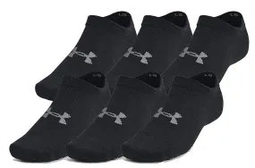 socks Under Armour Essential No Show 6 Pack - Black/Black