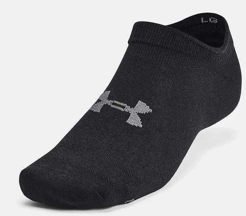 socks Under Armour Essential No Show 6 Pack - Black/Black