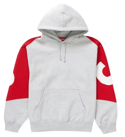 Supreme Big Logo Jacquard Hooded Sweatshirt Heather Grey