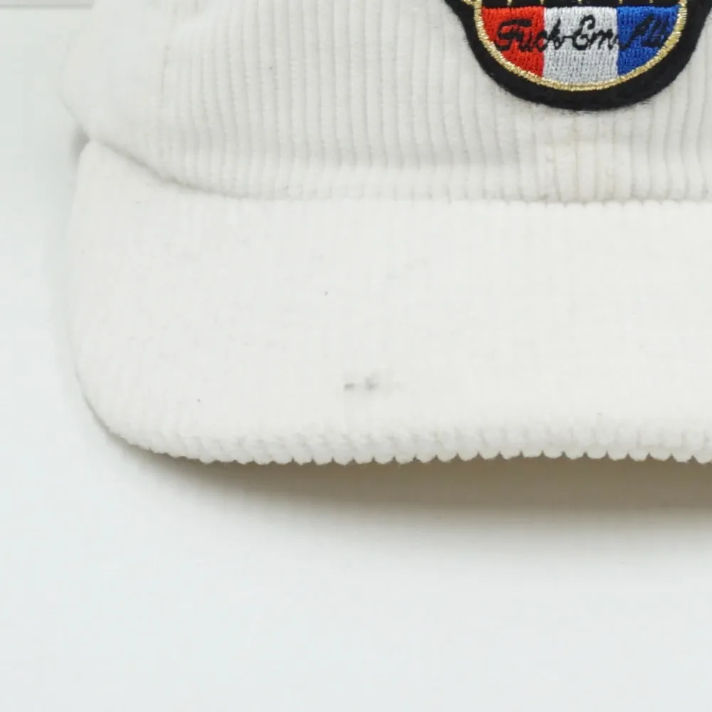 Supreme Fuck Em All Corduroy White 6 Panel Snapback Cap