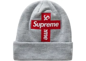 Supreme New Era Cross Box Logo Beanie Heather Grey