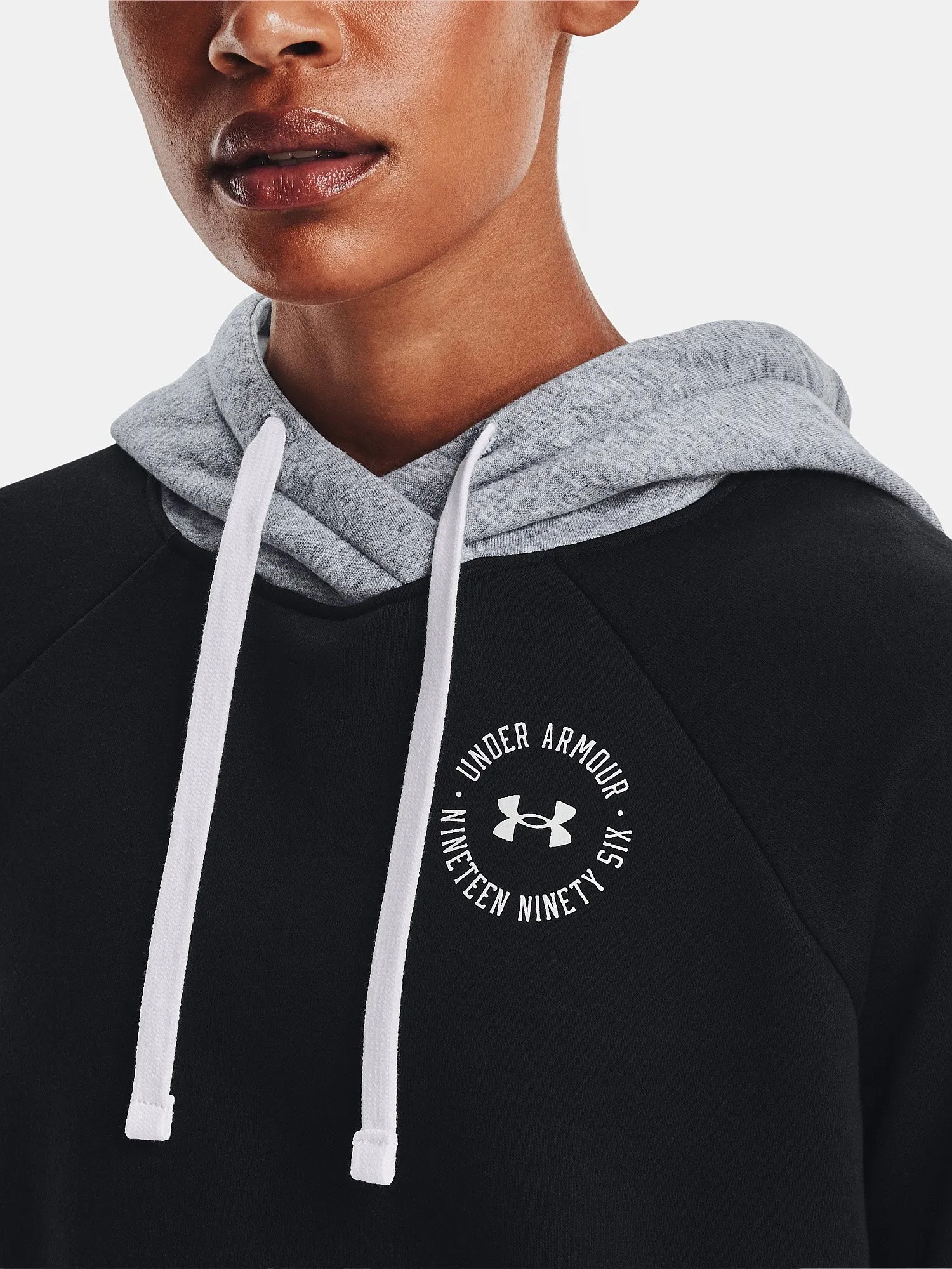 sweatshirt Under Armour Rival Fleece Colorblock - Black/Steel Medium Heather - women´s