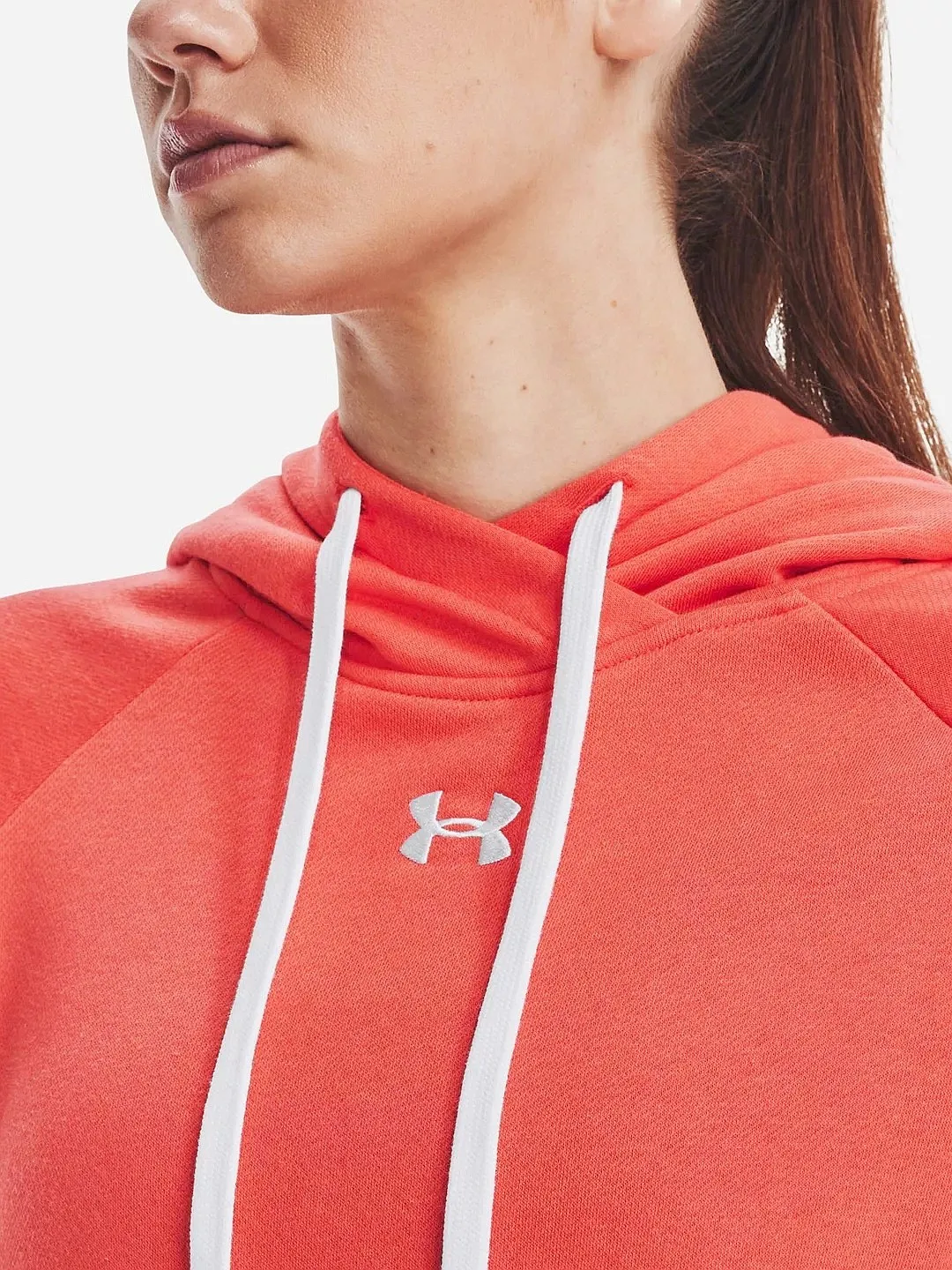 sweatshirt Under Armour Rival Fleece HB - 877/Orange After Burn/White - women´s