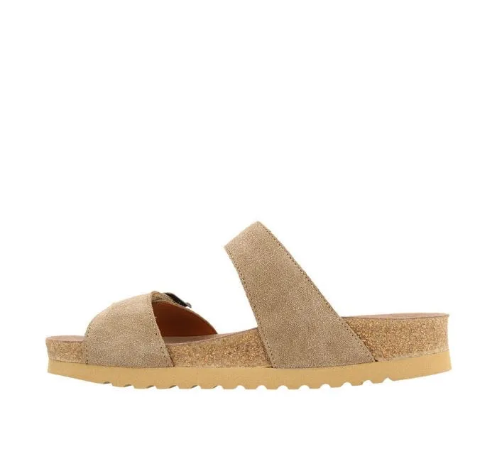 Taos Maximo Slide Sandal Womens “Taupe Suede”