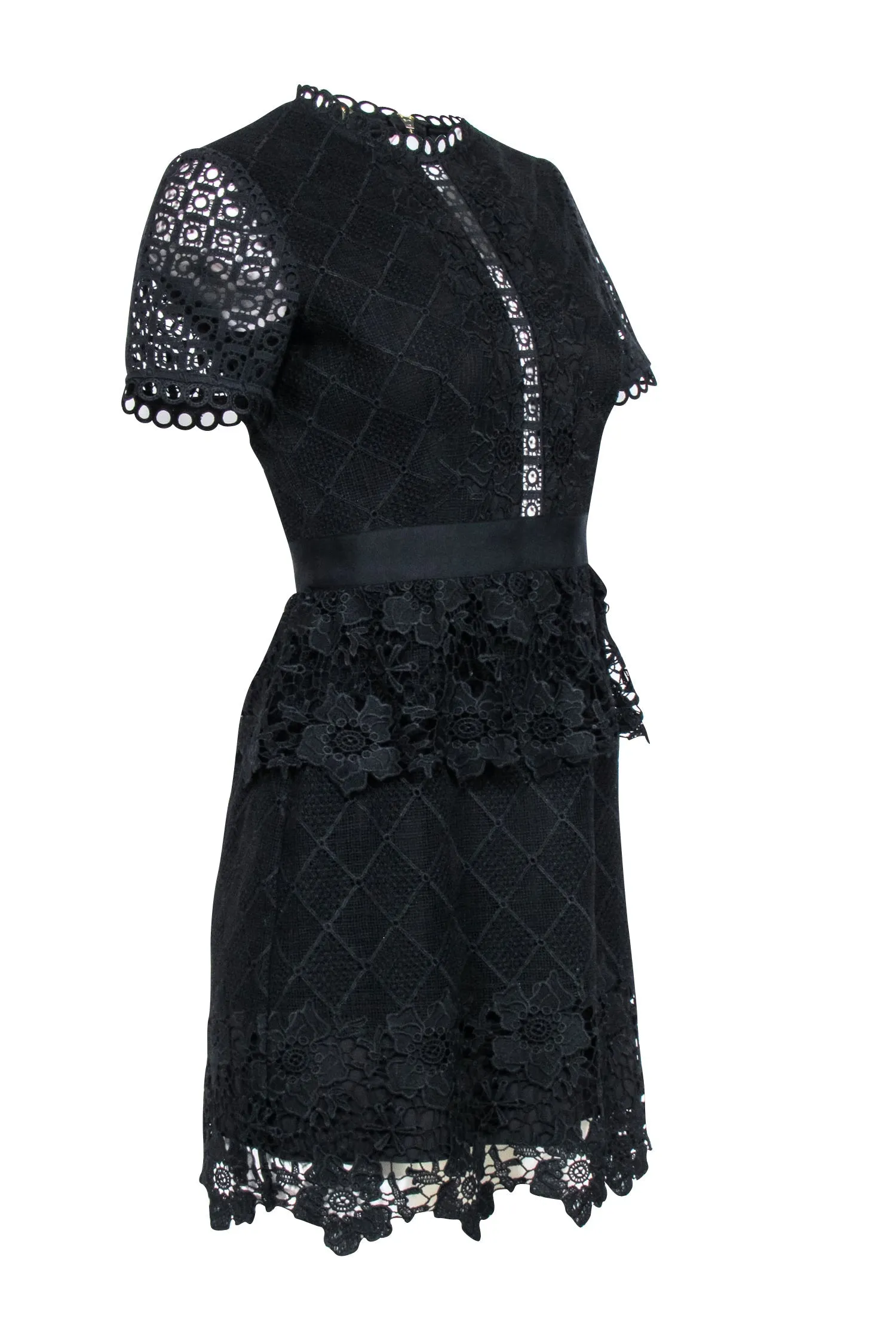 Ted Baker - Black Layered Lace Skater Dixa Dress Sz 4