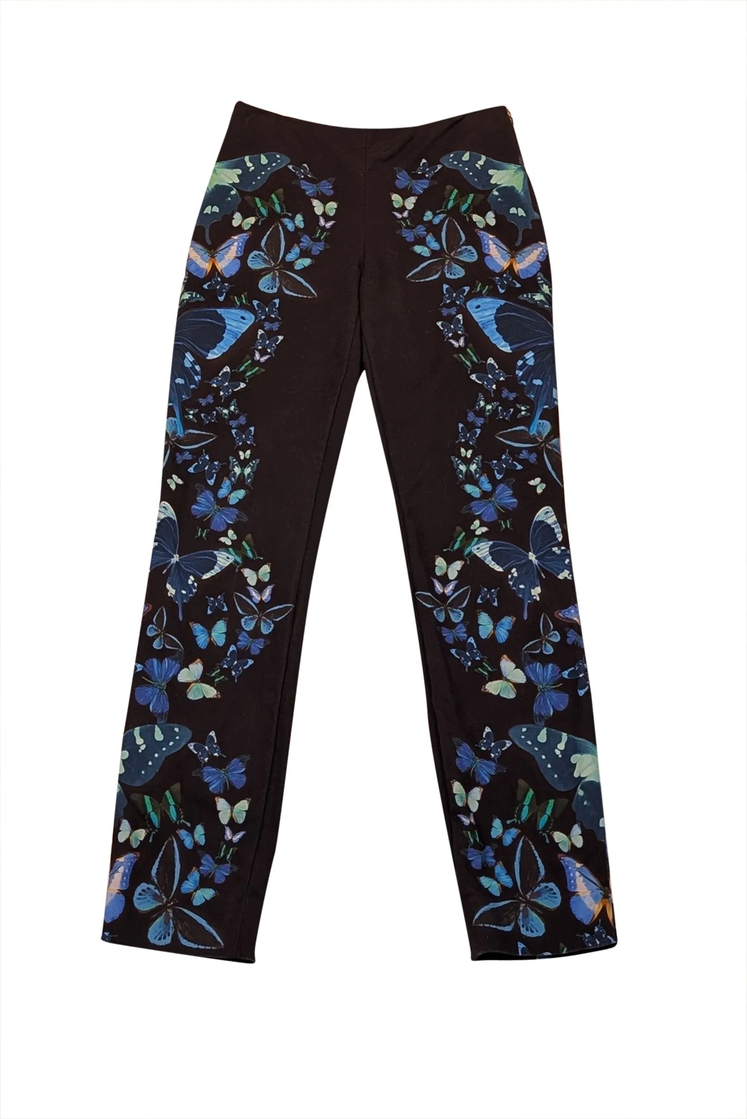 Ted Baker - Black w/ Blue Butterfly Print Slim Pant Sz 0