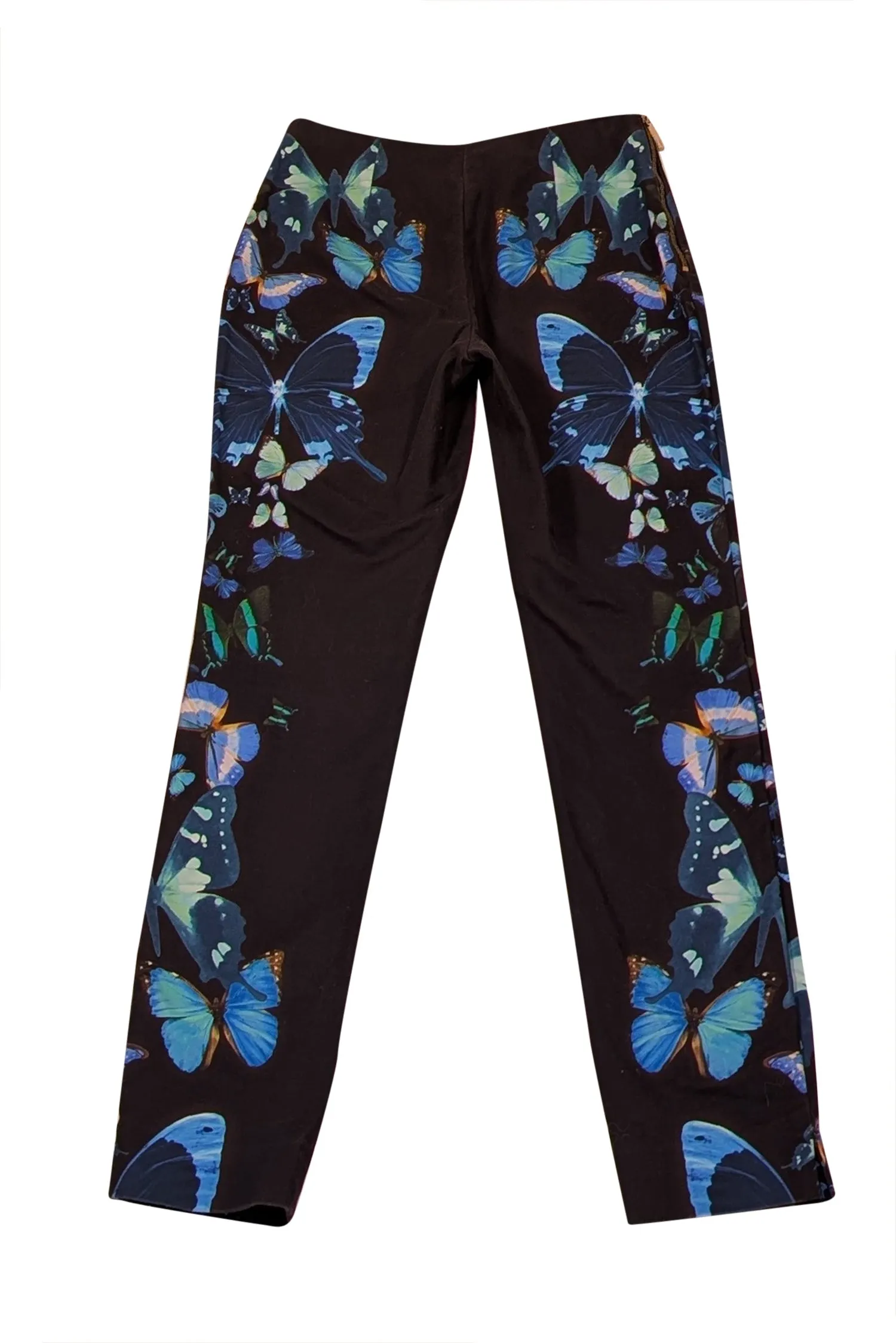 Ted Baker - Black w/ Blue Butterfly Print Slim Pant Sz 0