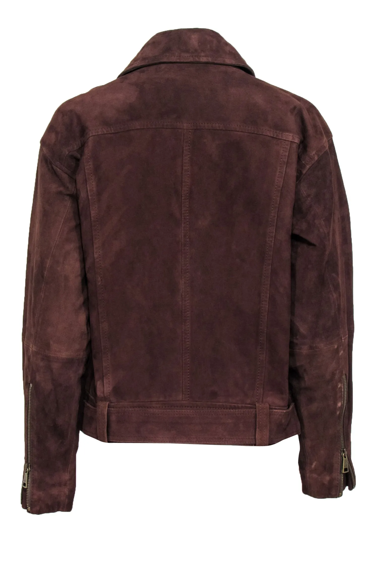 Ted Baker - Brown Suede Moto Jacket Sz 4