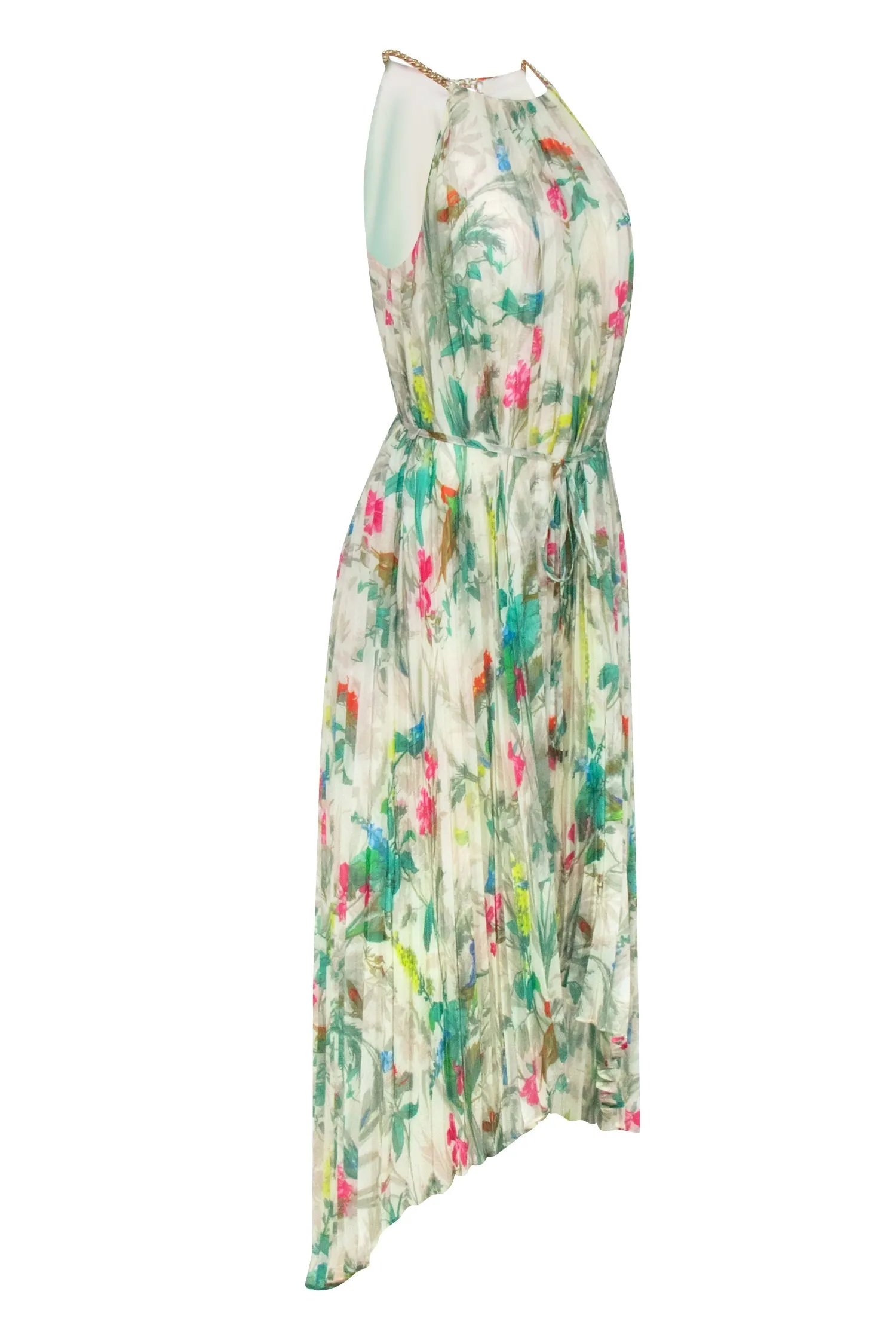 Ted Baker - Ivory w/ Multi Color Floral Print Pleated Dress Sz 6