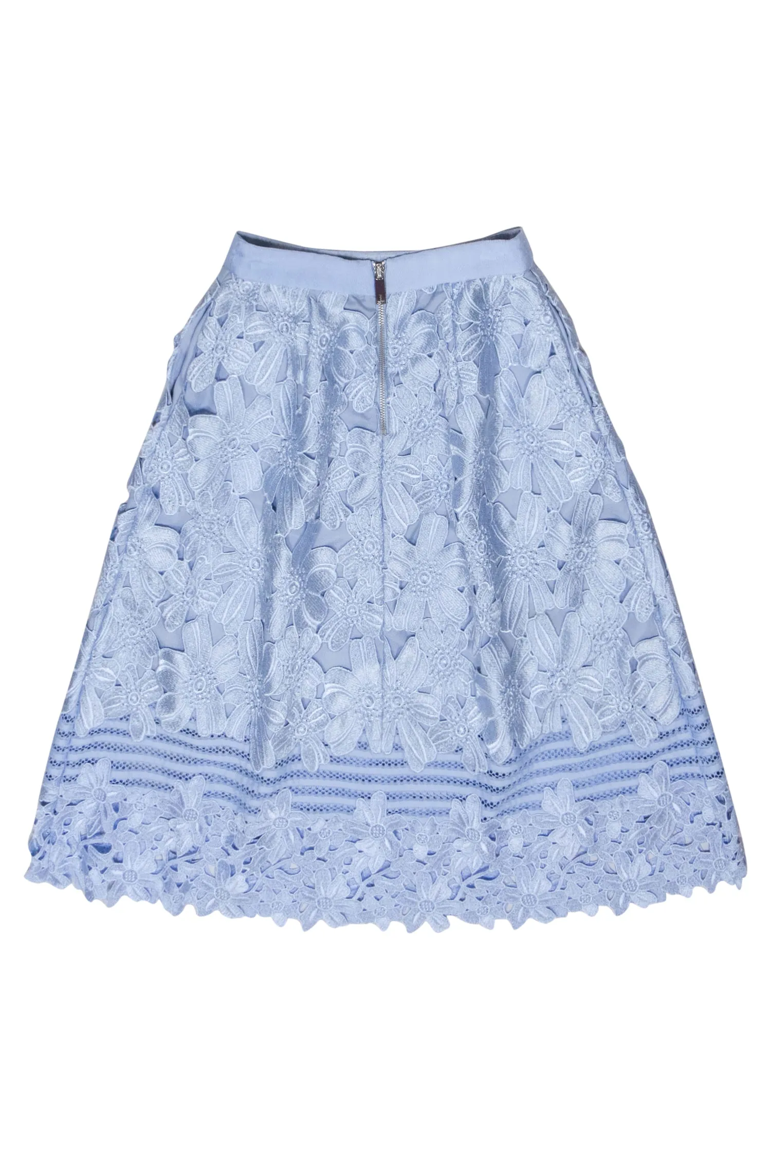 Ted Baker - Light Blue Floral Eyelet Lace Skirt Sz 2