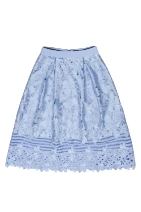 Ted Baker - Light Blue Floral Eyelet Lace Skirt Sz 2