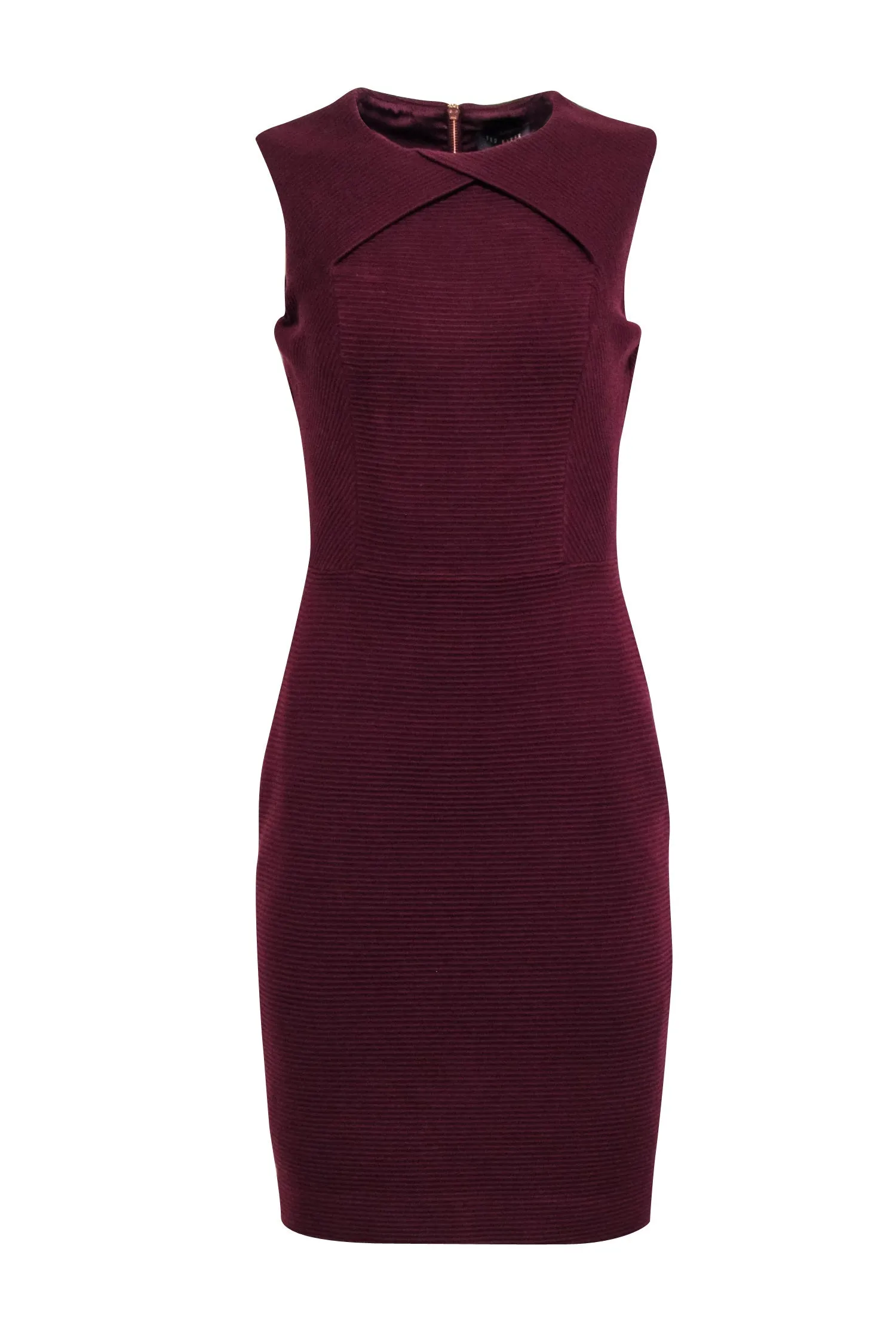 Ted Baker - Maroon Ribbed Sleeveless Dress Sz 8