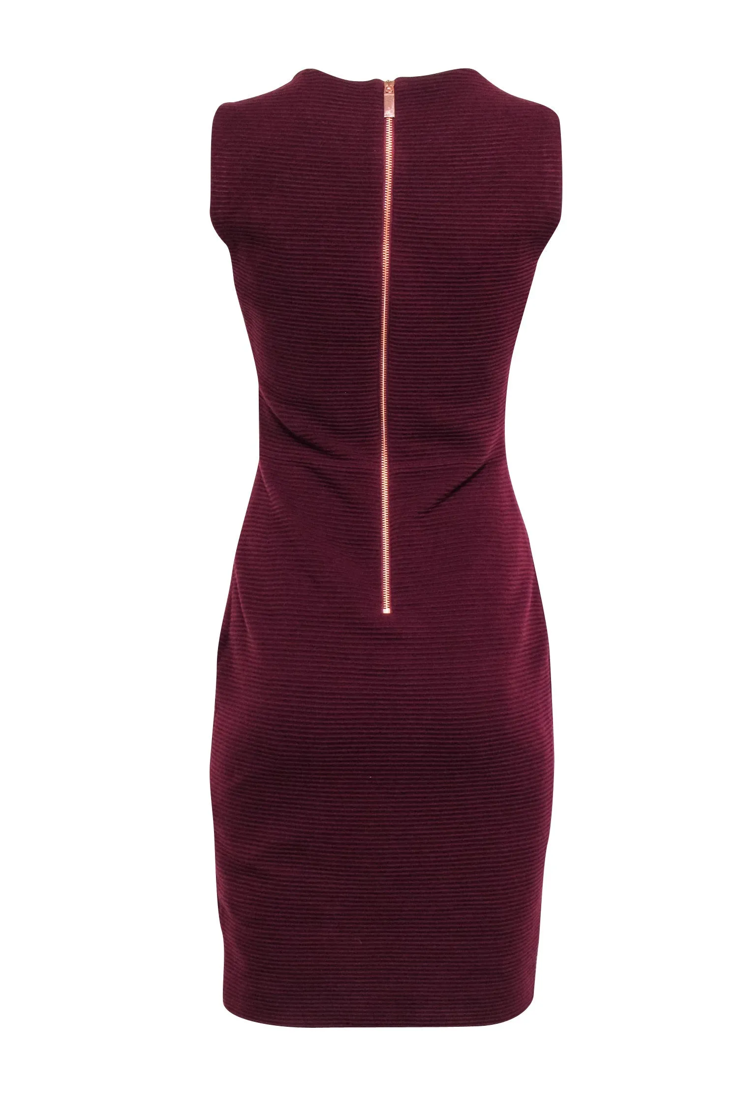 Ted Baker - Maroon Ribbed Sleeveless Dress Sz 8