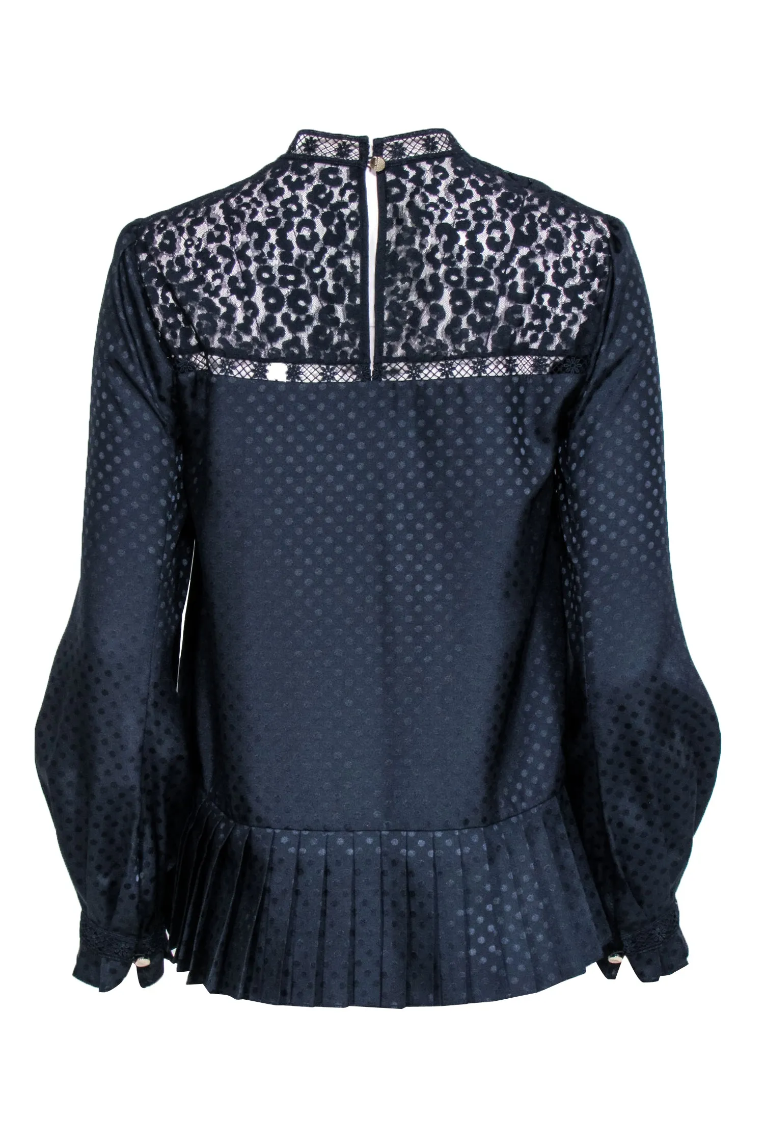 Ted Baker - Navy Polka Dot Print w/ Lace Trim Detail Sz 4